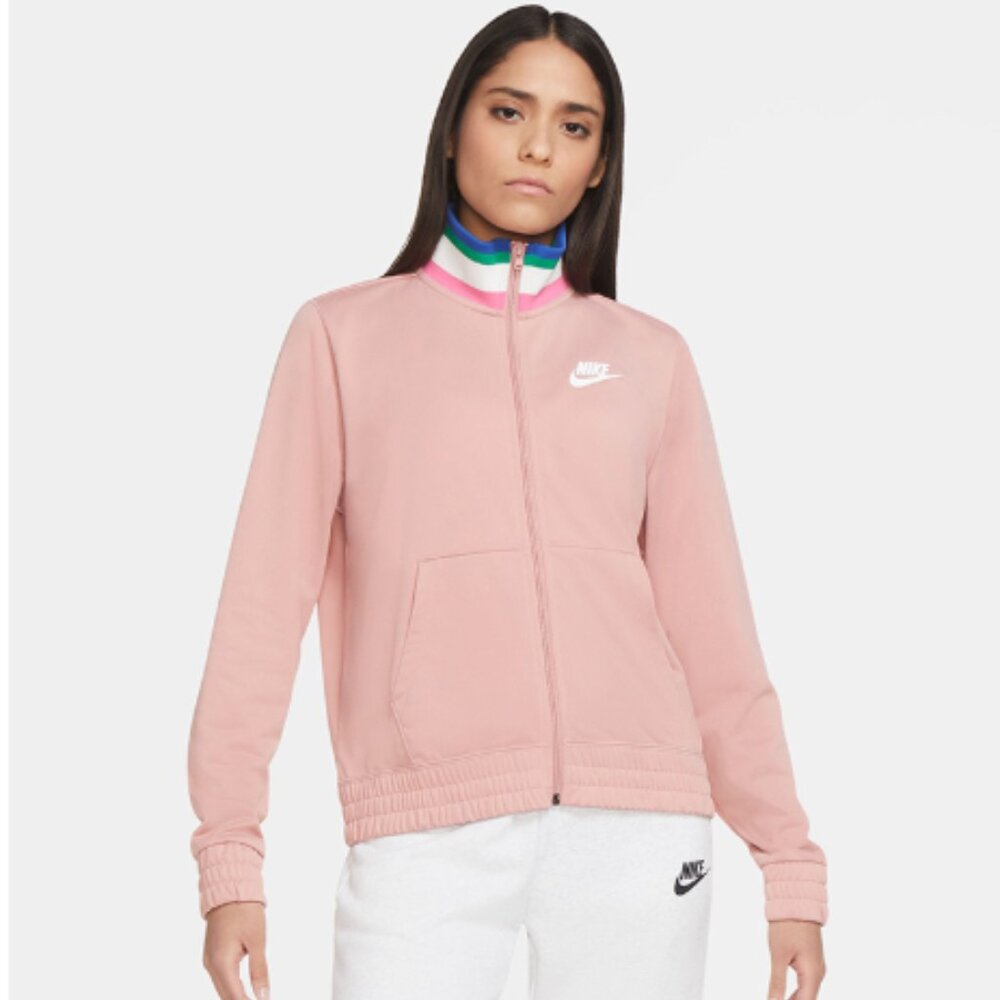 Women's Nike Pink Collared Heritage Full-Zip Track Jacket - XS Extra Small - EUC